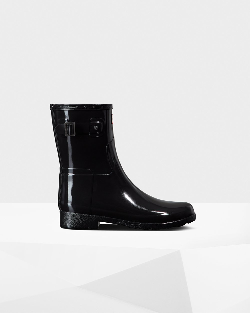 Bottes Courtes de Pluie Hunter Refined Slim Fit Gloss Femme Noir UVAJQHR-89